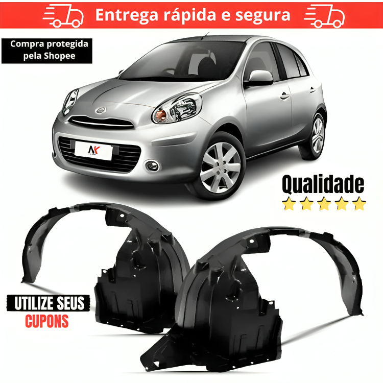 Par/Un Parabarro Dianteiro Nissan March 2011 2012 2013 2014 1° Linha Asa Urubu Casca Ovo Novo em Oferta na Shopee
