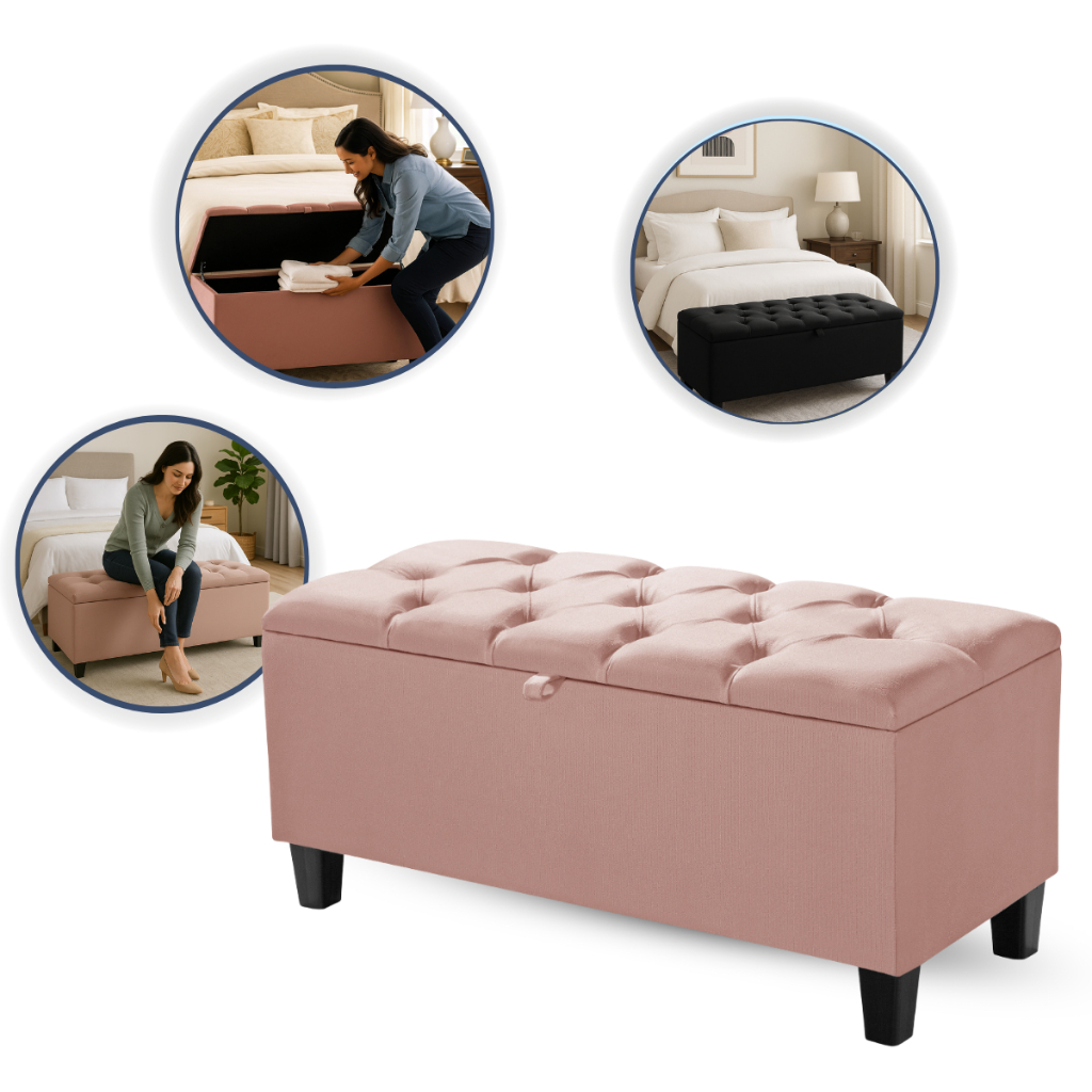 Bau Calçadeira Sapateira Estofado Minimalista Moderno Recamier 80cm Quarto Escritório Armazenamento em Oferta na Shopee