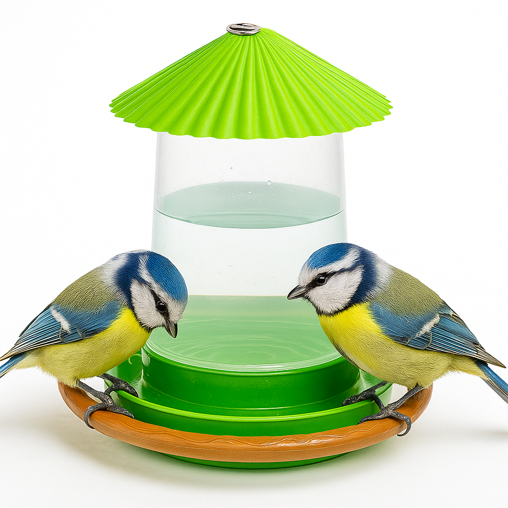 Bebedouro Aves Passaros Silvestre 750ML Porta Fruta Cor Verde MR Pet Telhado Agua Fresca Plástico Premium