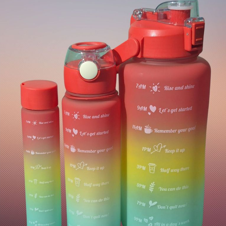 Garrafas de Agua com Frases Motivacionais ate 2 Litros Coloridas