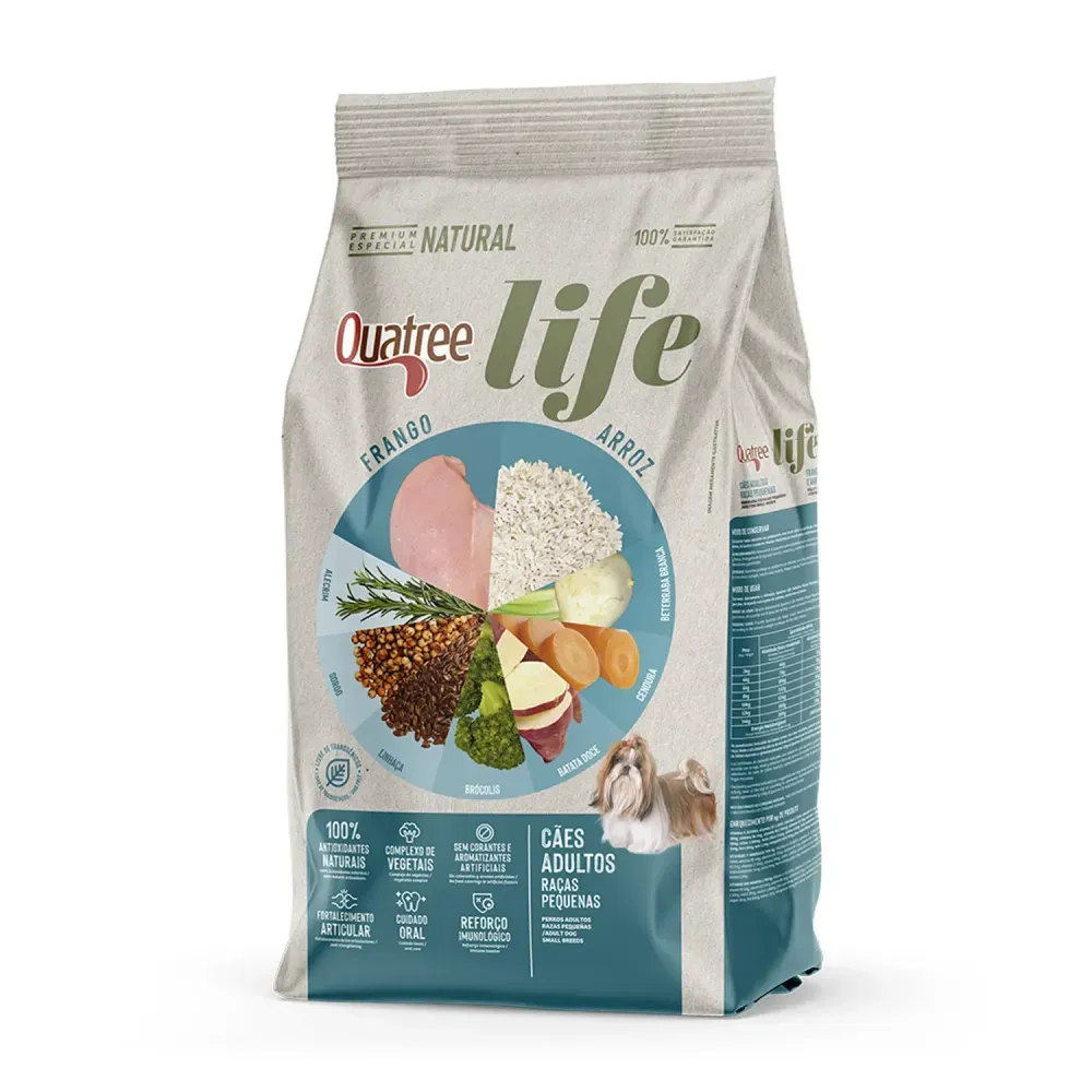 Ração Quatree Life Cães Adultos Raças Pequenas Frango e Arroz - 10,1kg em Oferta na Shopee