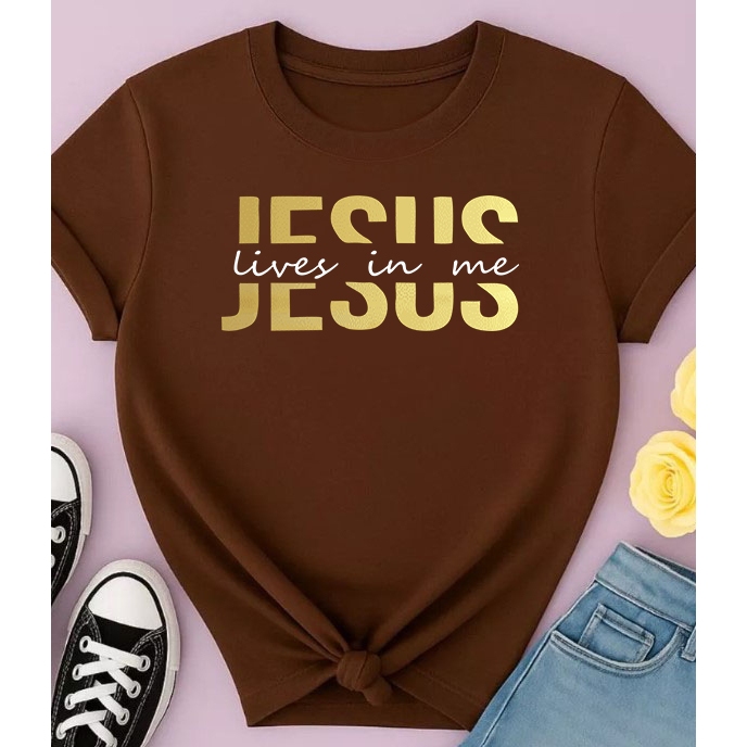 Camiseta Camisa Jesus Cristo Moda Evangélica Feminina Gospel Jesus vive em min Algodão massio e confortável do P ao G3 em Oferta na Shopee