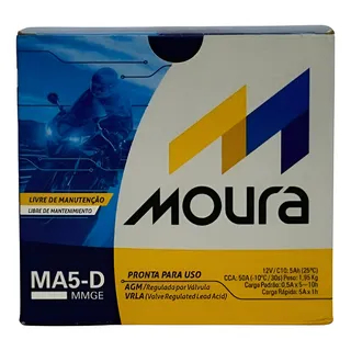 Imagem Bateria Moura MA5D 5Ah Original Titan Fan Start 150 160 Biz Fazer Factor Crosser 150