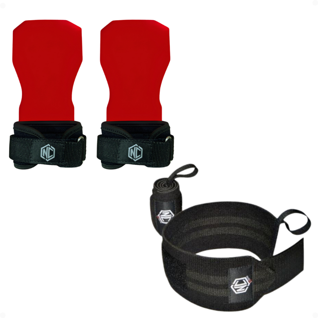 Kit Grip Luva Nc Extreme Crossfit + Munhequeira Elástica Cross Training Palmar