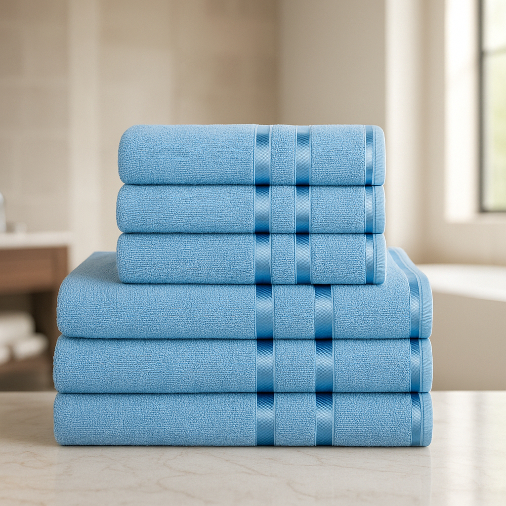 Kit 06 Toalhas Riviera (3 banho + 3 rosto) 100% Algodão Hotelaria Pousadas Enxoval