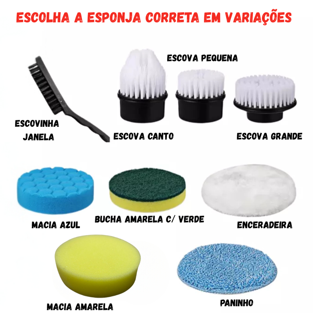 Esponjas de Reposição e Esfregão Elétrico Modelo Hh-8088 9 Em 1 A Unidade em Oferta na Shopee
