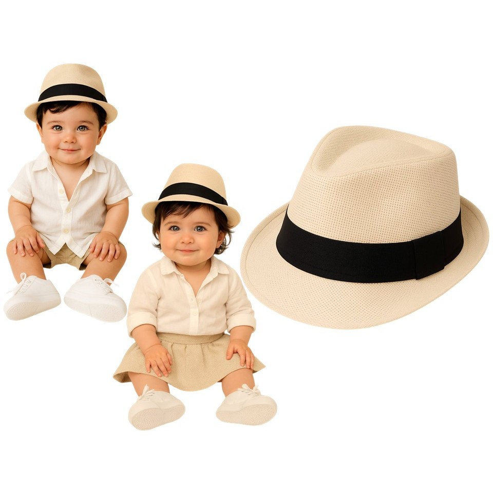 Chapéu Moda Panamá Bebê Infantil menino menina fedora Unissex em Oferta na Shopee