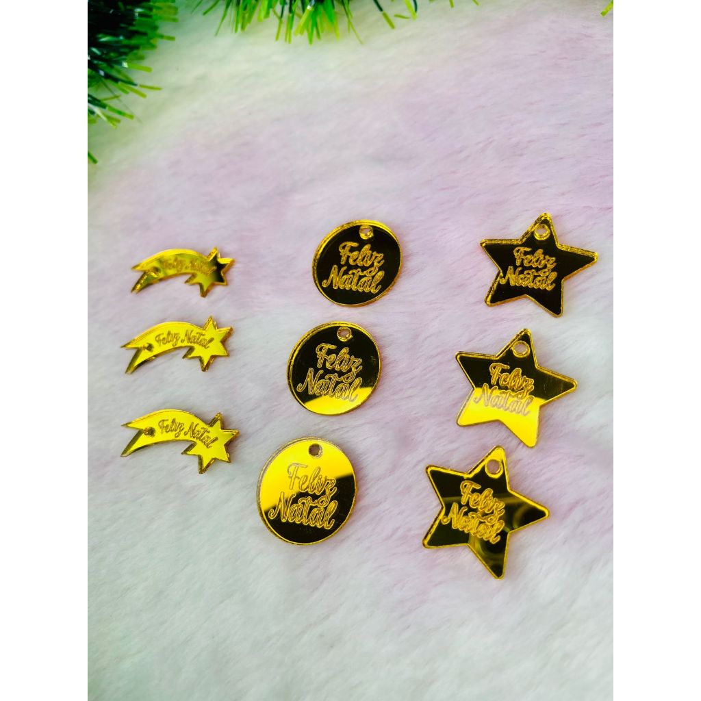 10/20/30 Tag Aplique Feliz Natal Pingente Estrela Cadente - Redondo - Estrela