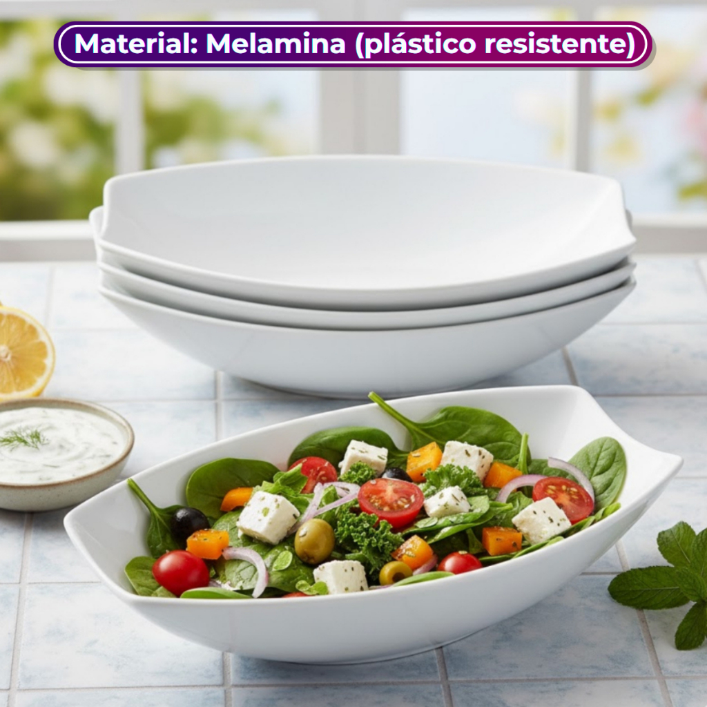 Travessa Oval Curvas 41cm x 27cm Melamina Leve e Sofisticada Multiuso para Mesa Posta - Bestfer