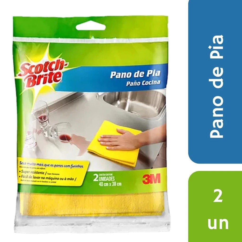 Pano de Pia amarelo para limpeza Scotch-Brite 2 pç