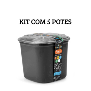 Conjunto 5 Potes Plasticos Hermetico Tampa Vedada Conserva Alimentos Cozinha em Oferta na Shopee