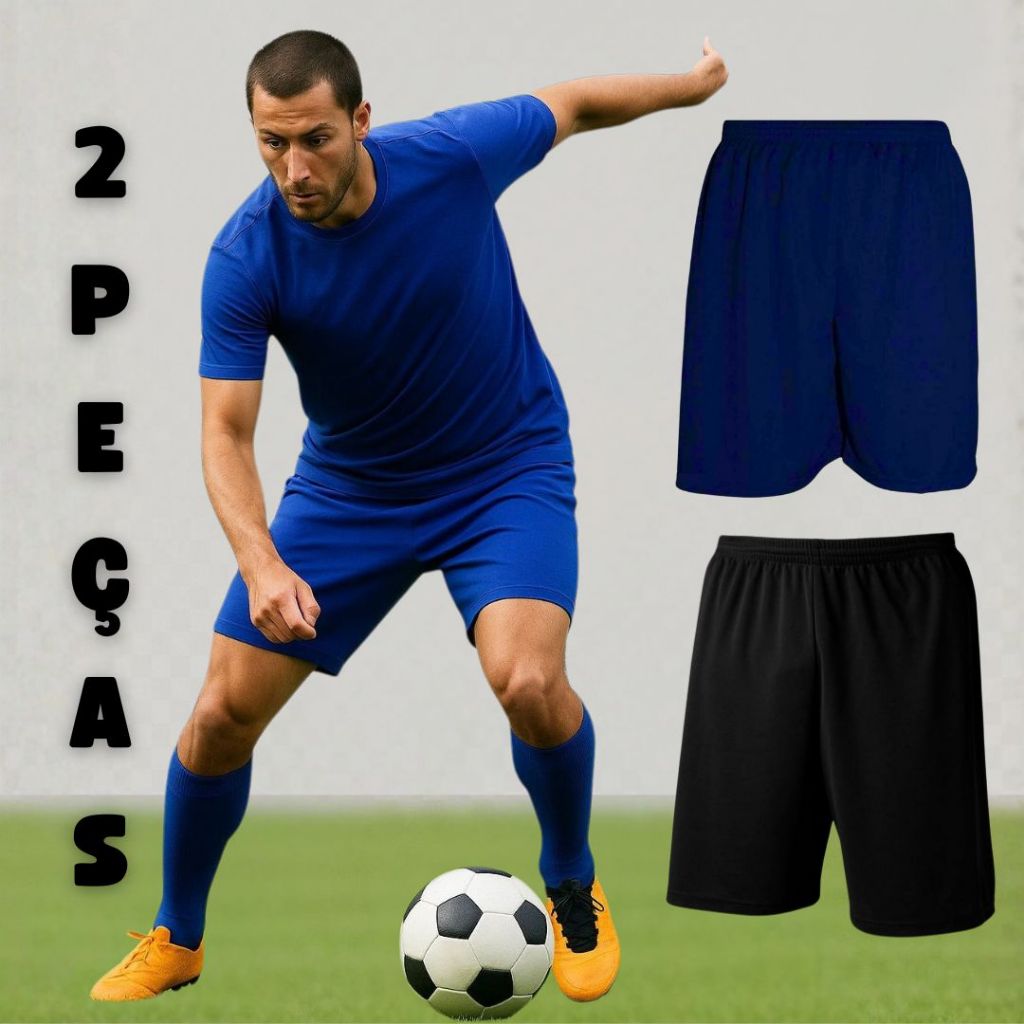 Kit 2 Unidades Bermuda Calção Masculino Esportivo Futebol Para Treino