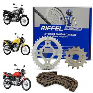 Kit Relação Transmissão Tração  Riffel Completa Fan 125 2009 Em Diante aço 1045 em Oferta na Shopee