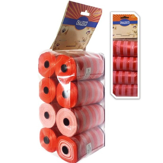 Kit 8 Rolinhos C/ 20 Sacos De Lixo Coco Cata Caca Cães Gato qualidade chalesco - Vermelho Listrado