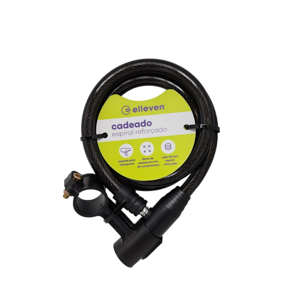 Cadeado Elleven Espiral 1m X 12mm Encapado em Oferta na Shopee