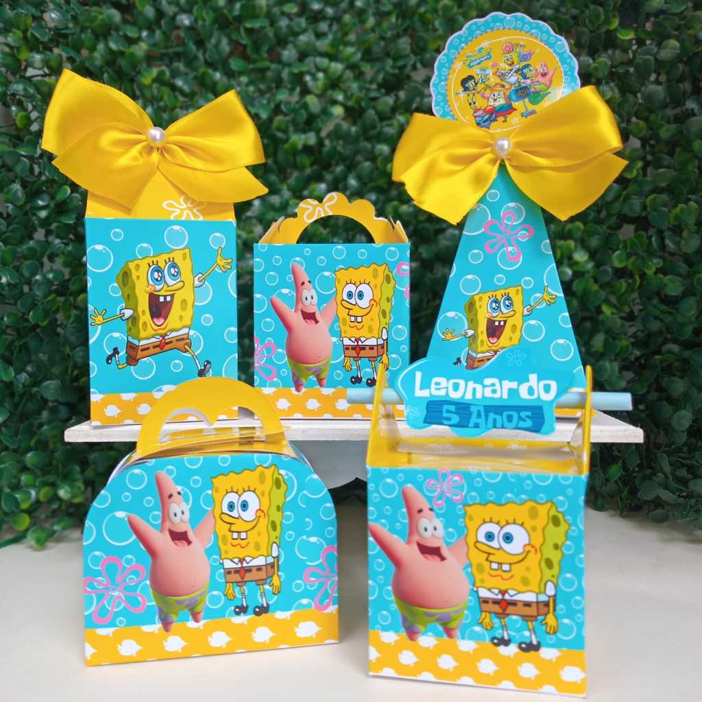 Kit Personalizado Bob Esponja Lembrancinha Surpresa para festa do bob esponja Festa infantil