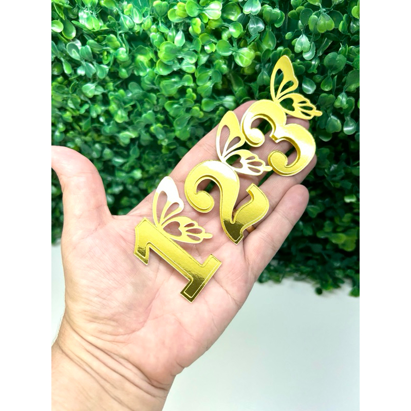 KIT de Apliques de Números todo em Papel Lamicote borboleta Ideal para Lembrancinhas/docinhos
