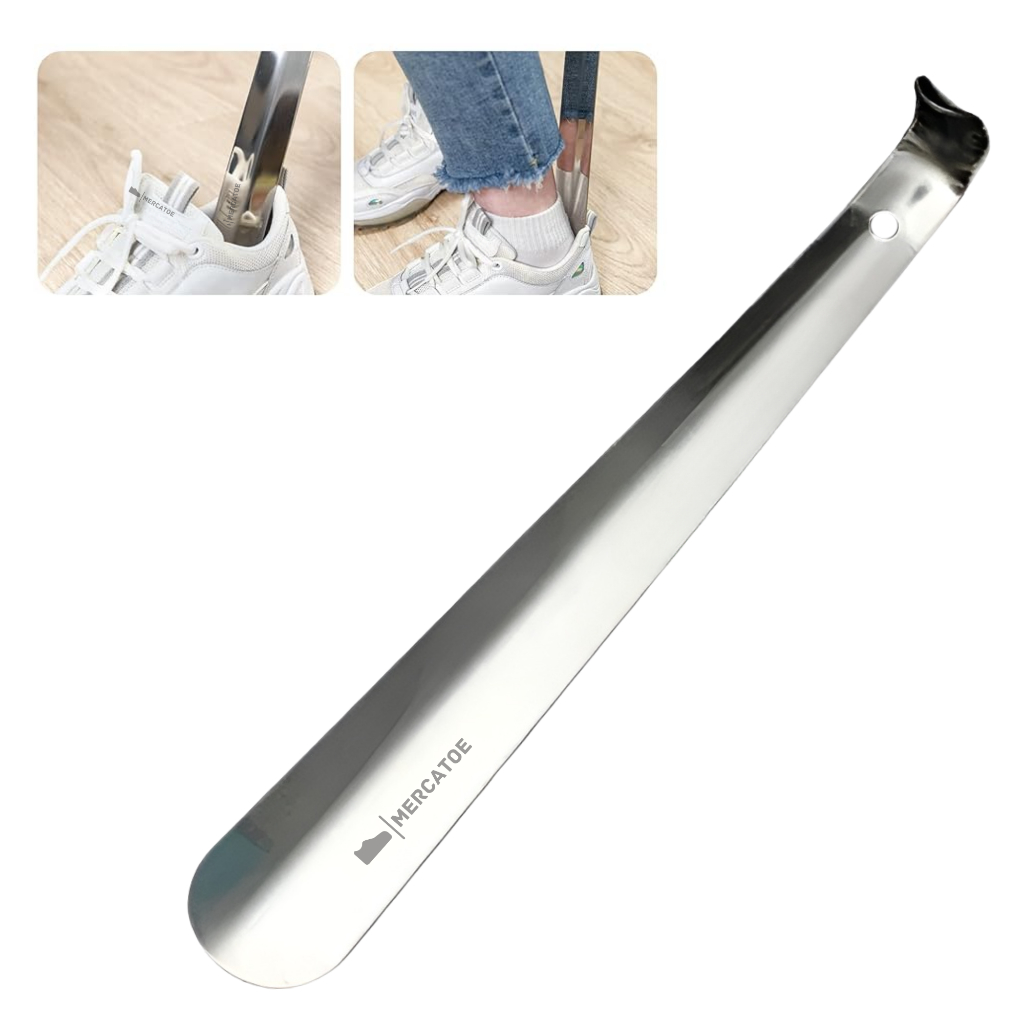 Calçadeira 38cm Aço Inox para Sapatos | Sandálias | Tênis - Idosos Obesos Grávidas MERCATOE SIMPLE