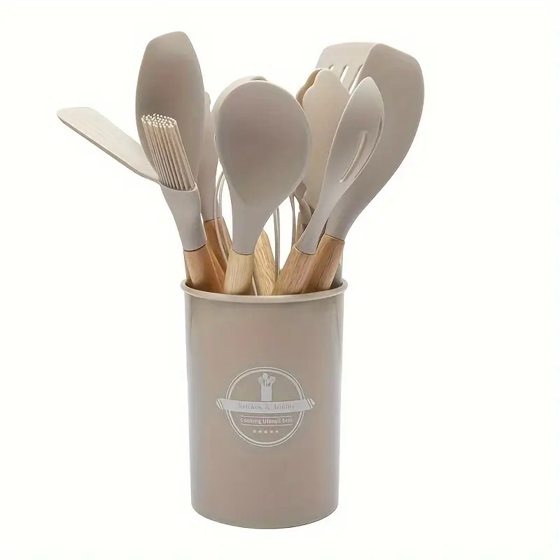 Jogo de Cozinha Kit com 12/19 Peças de Silicone Utensílios e Copo Suporte para Cozinha