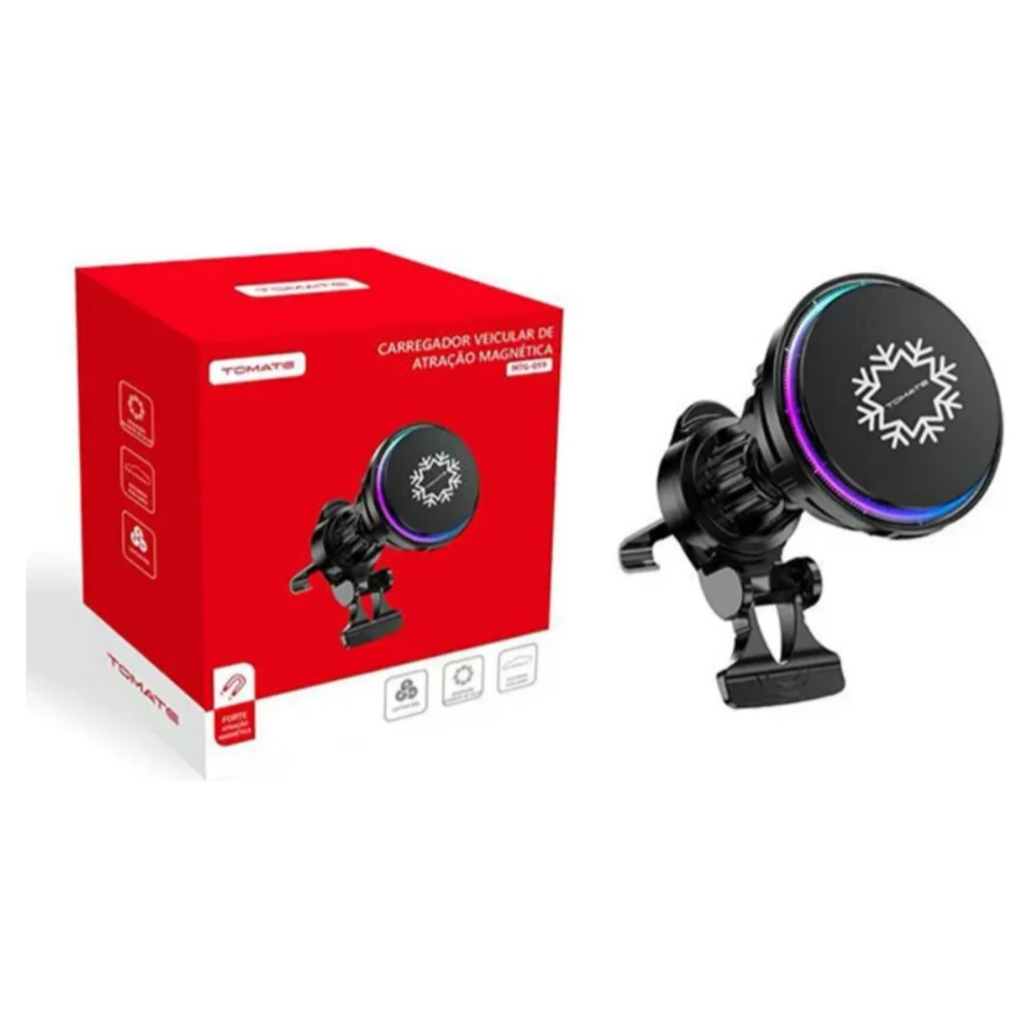 3 in1 Carregador Veicular Magnético Resfriador De Celular USB Rápido Suporte Para Celular Tomate