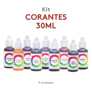 Kit Corante Cosmético 09 unidades 30ml - para Sabonetes, Cosméticos, Perfumes e Aromatizadores. em Oferta na Shopee
