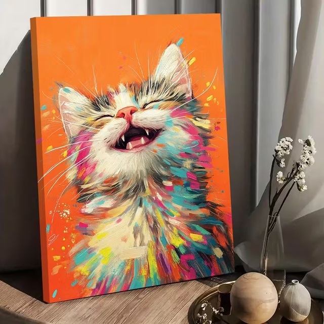 Quadro decorativo 1 peça gato moderno minimalista colorido decoração casa sala quarto em Oferta na Shopee