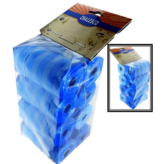 Kit 8 Rolinhos C/ 20 Sacos De Lixo Coco Cata Caca Cães Gato alta qualidade Chalesco - Azul Listrado