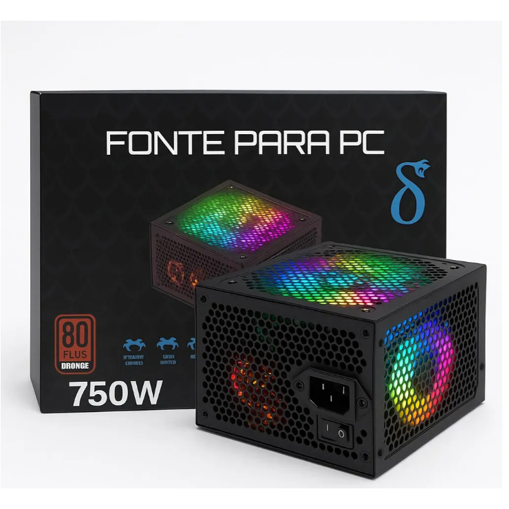 Fonte Atx Gamer AITEK DELTA-750 Argb 750w 80 Plus Bronze