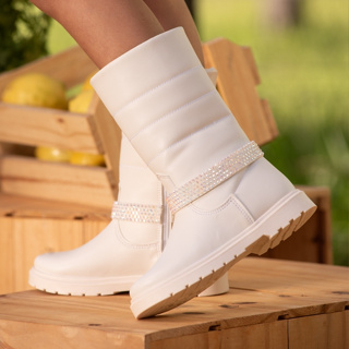 Bota Cano Alto Menina Delicada Pé com Pé em Oferta na Shopee