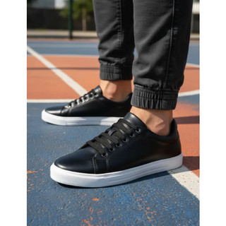 Tenis Casual Masculino Confortavel Preto Marrom Branco Cinza Sapatenis Couro Sintético Ortopédico