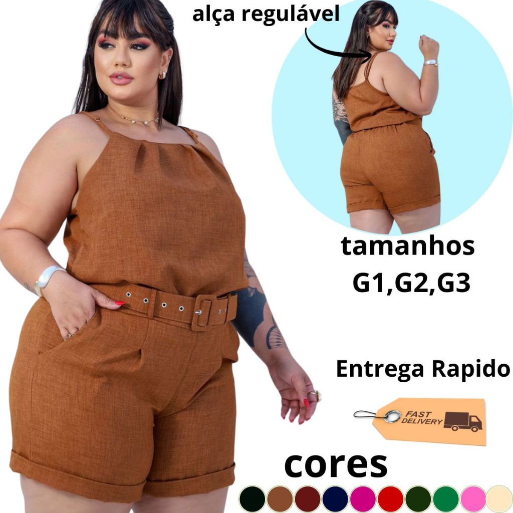 CONJUNTO FEMININA  PLUS SIZE LINHAO+ CINTO VERÃO CONFORTÁVEL