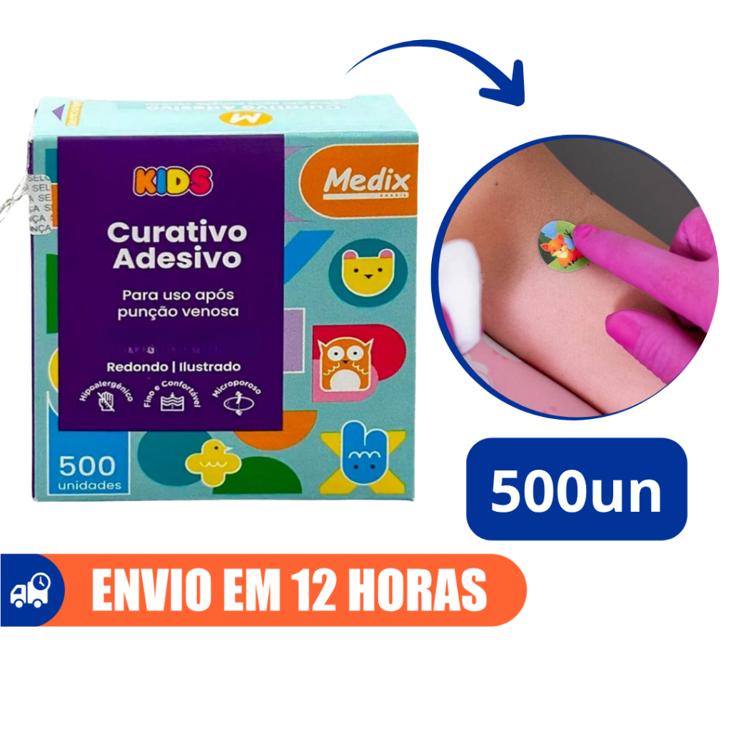 Curativo Pós Coleta Kids 500un Blood Stop Medix em Oferta na Shopee