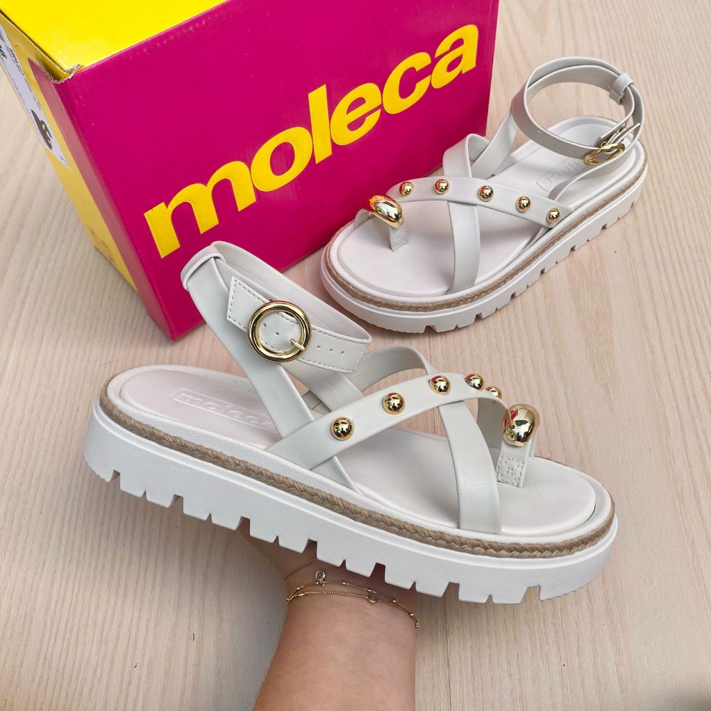 Sandália Papete Feminina Moleca Pingente Confortável Trançada Esfera Moda Verão Casual Plataforma