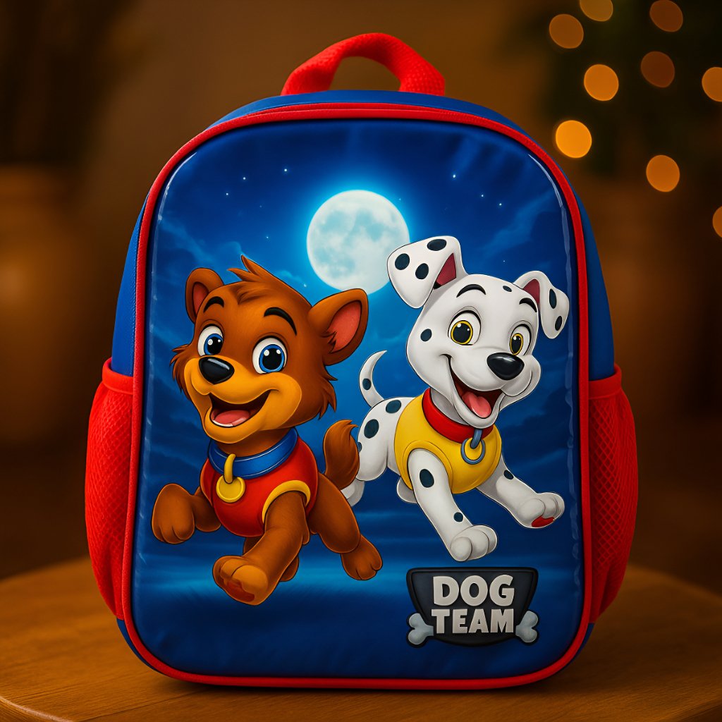 Mochila Infantil Cachorro Heroi Escolar Menino Menina Costa Estampa Colorida Leve Resistente Para Creche Passeio Viagem