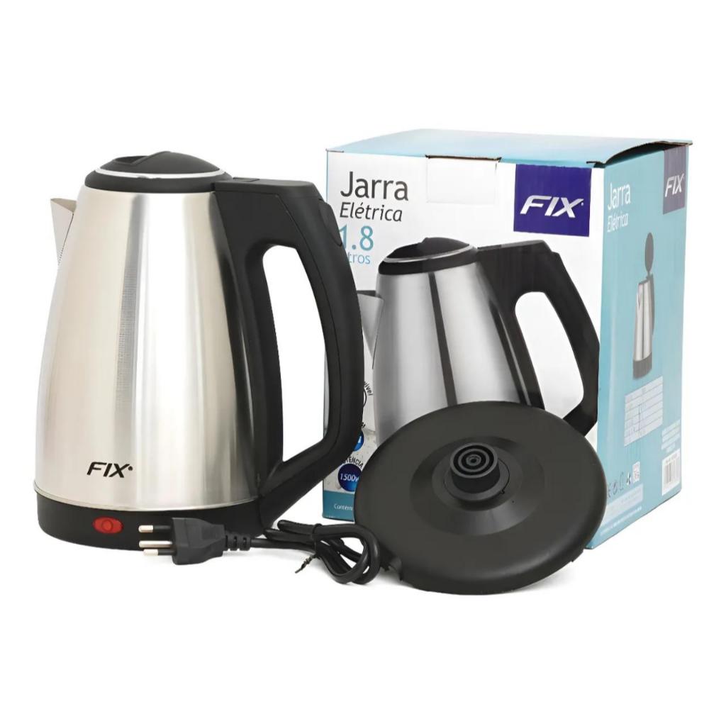 Chaleira Jarra Elétrica Térmica Bule Com Tampa Inox Prateada 1,8L 127 V