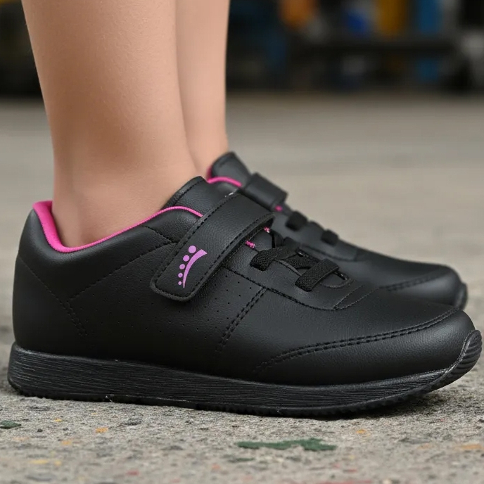 Tênis Infantil Ortopasso Jogging Menina Feminino Preto Escolar Confortavel Conforto Sola Reta em Oferta na Shopee