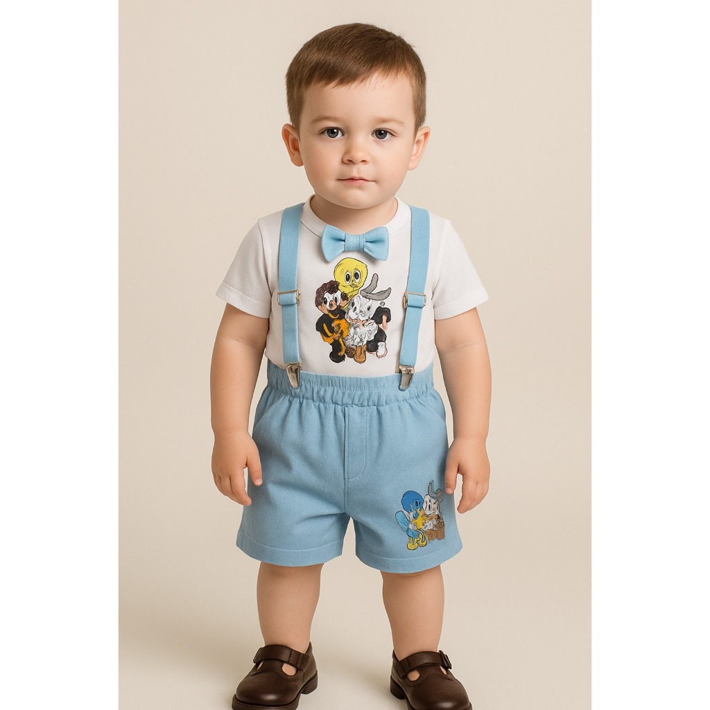 Conjunto Infantil Baby Looney Tunes, Pernalonga, Piu Piu menino e menina