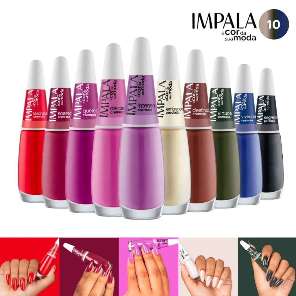 Esmalte Impala Kit Com 10 Cores A Cor da Sua Moda Coleção 5 Lançamento
