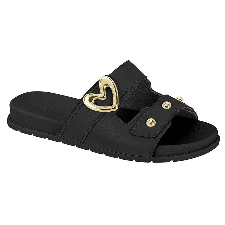 Sandália Rasteira Chinelo Slide Infantil Menina Molekinha Original Napa Preto Fivela  2341.127