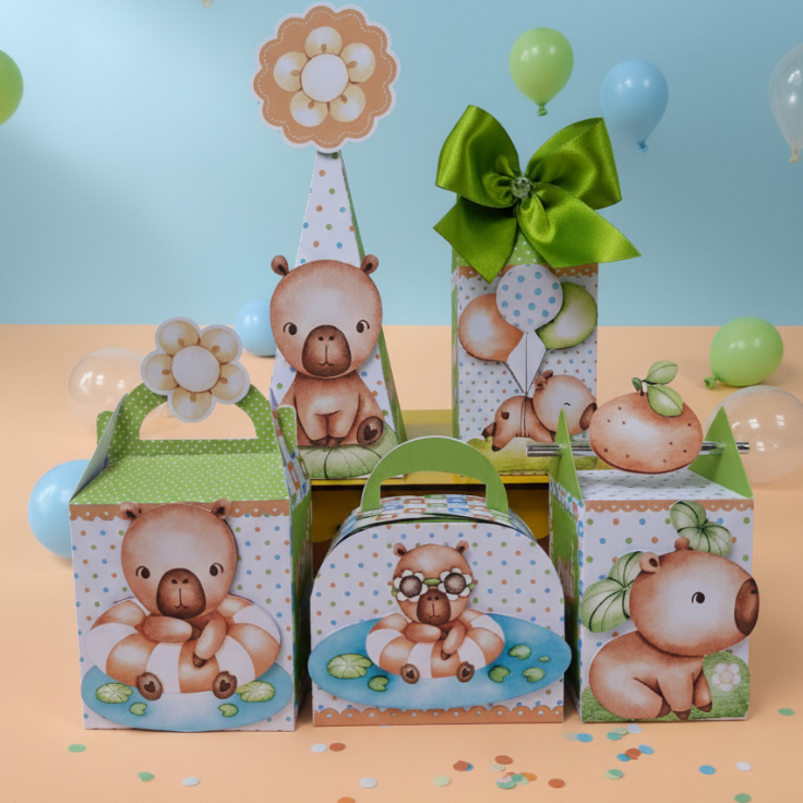 Kit Caixinhas Personalizadas Capivara Cut/Mimos,Lembrancinhas Caixinhas,Infantil,Aniversário,Decoração