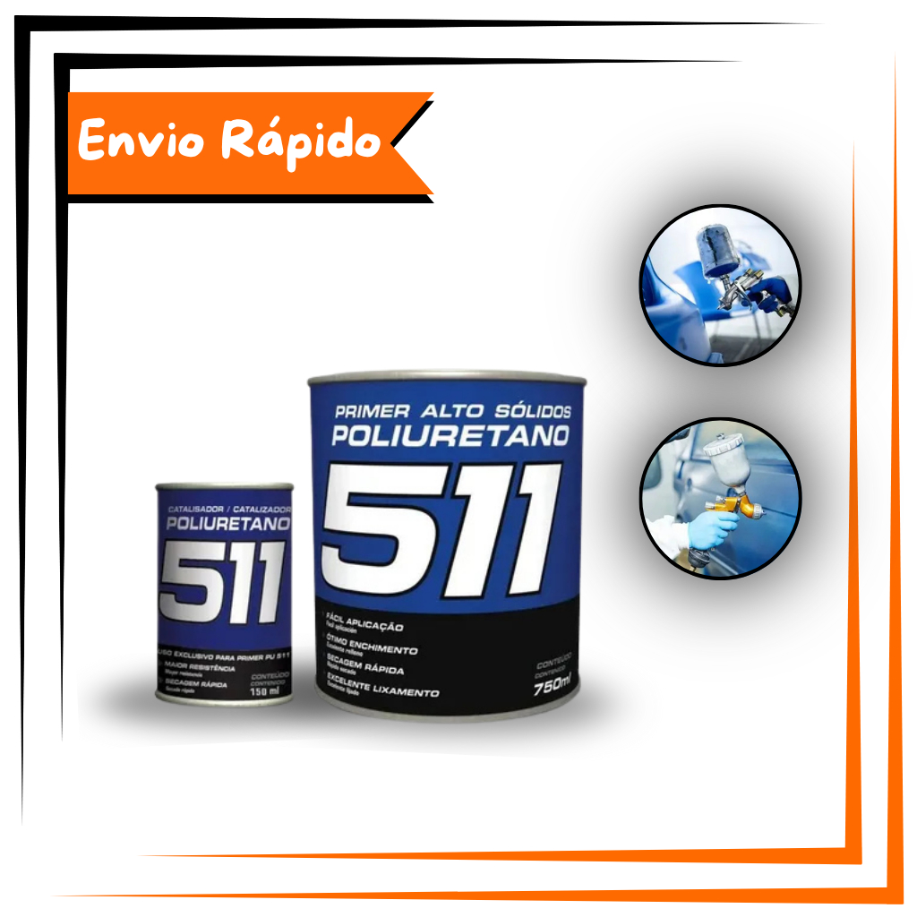 Kit Primer Hs Pu 511 Automotivo Maxi Rubber Com Catalisador