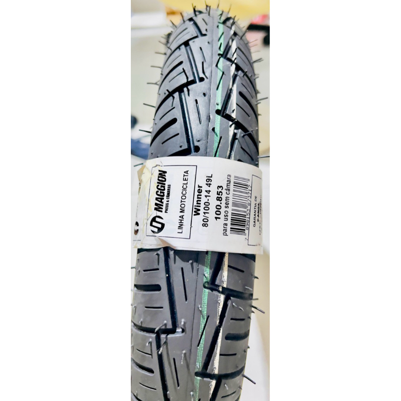 Pneu Maggion Winner 80/100-14 49L Sem Câmara TL Traseiro Moto Biz/Pop