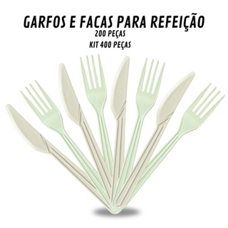 200 Garfos e Facas Descartáveis Para Refeição Branco Gelo Ultra Reforçado Resistente Para Churrasco Marmita Festa em Oferta na Shopee