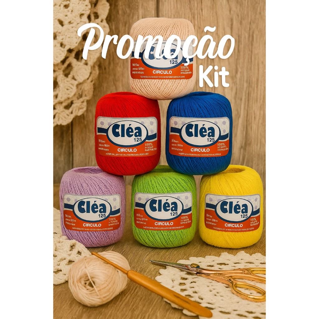 Kit Linhas Cléa 125 Círculo – 100% Algodão para Crochê e Bordado – Fio Fino de Alta Qualidad em Oferta na Shopee