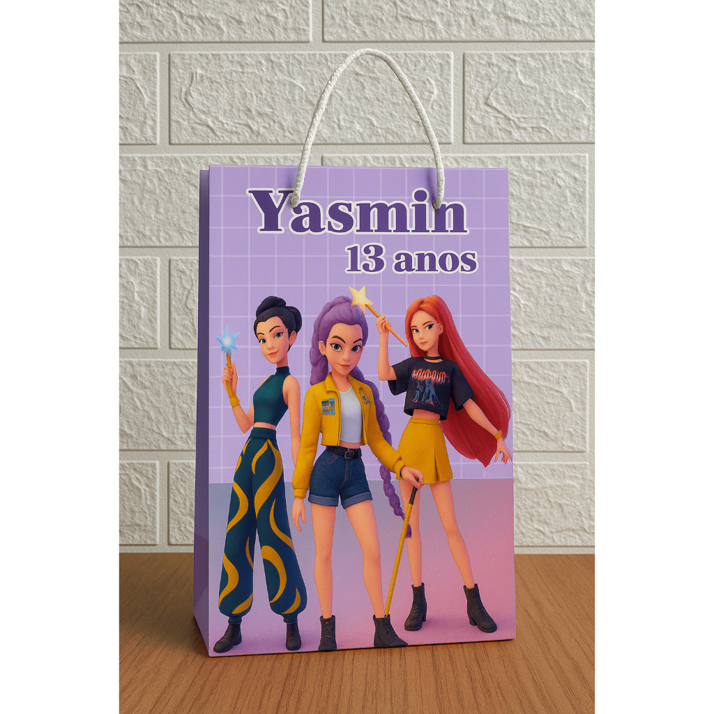 Sacolinha Personalizada Guerreiras do Kpop Para Lembrancinha - Tamanho P / Sacolinha Para Festas