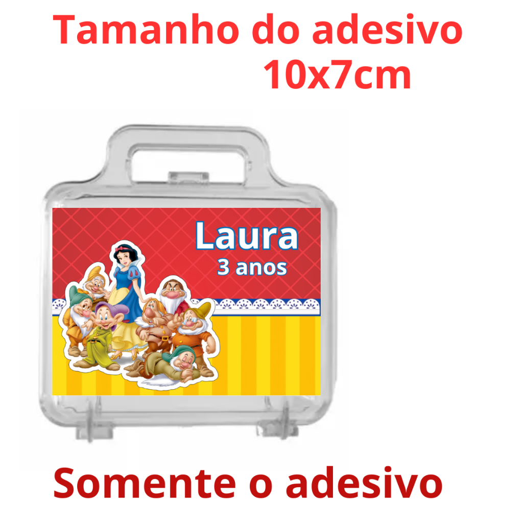 ROTULO ADESIVO BRANCA DE NEVE PARA MALETINHA ACRILICA PERSONALIZADO LEMBRANCINHA/FESTA -ANIVERSÁRIO