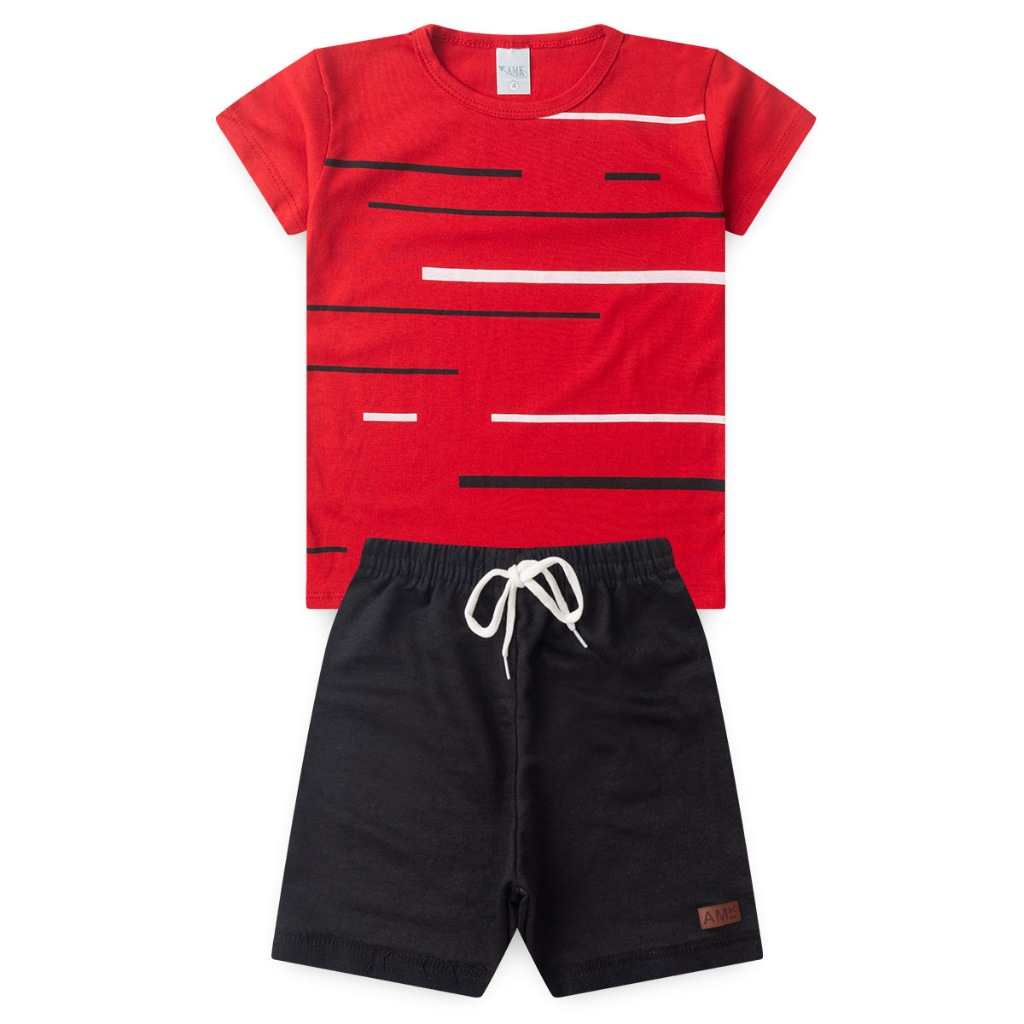 Conjunto Infantil Menino Roupa de Criança masculino Bermuda e Camiseta Atacado Barato L26