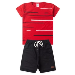 Conjunto Infantil Menino Roupa de Criança masculino Bermuda e Camiseta Atacado L26