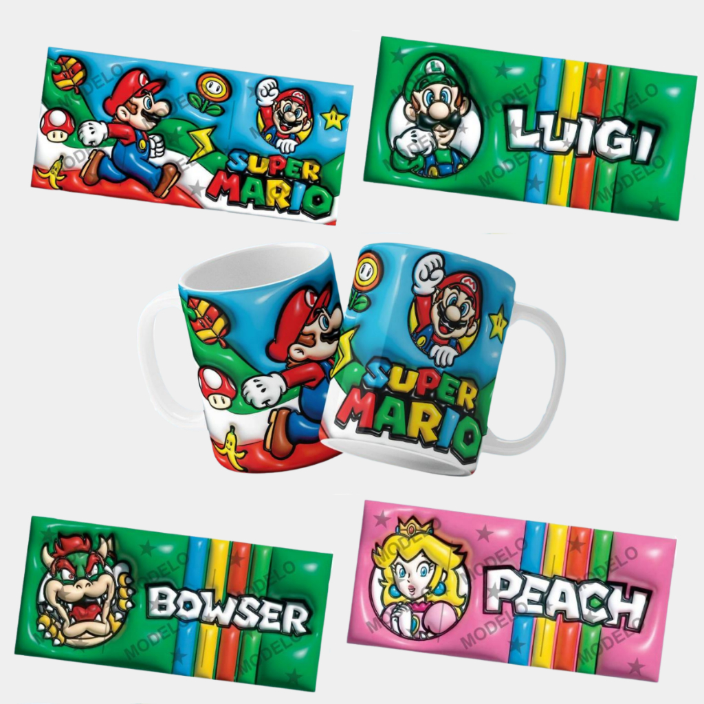 Caneca De Porcelana Sublimação Estampada Com Super Mario World