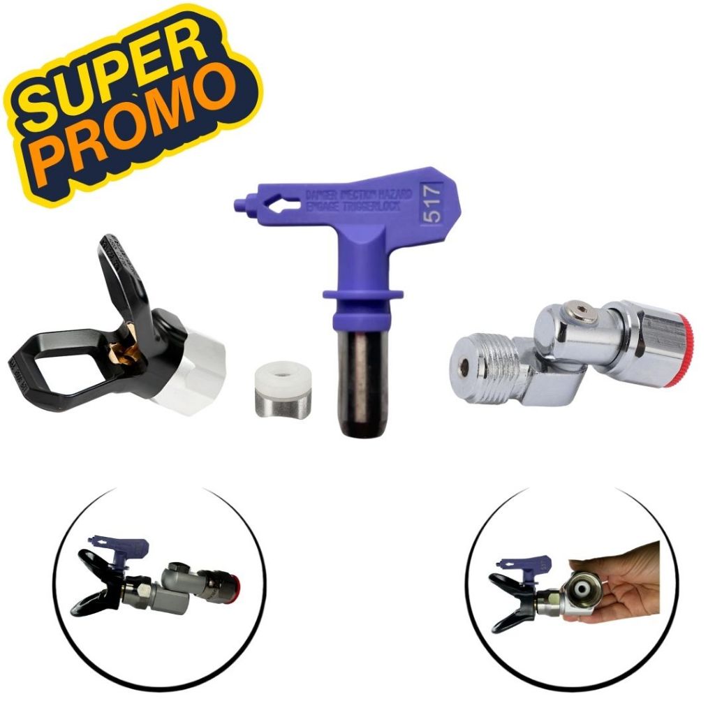 Kit Acessórios Para Pistola Airless Bico 517 Airless com Porta Bico e Angulador Profissional